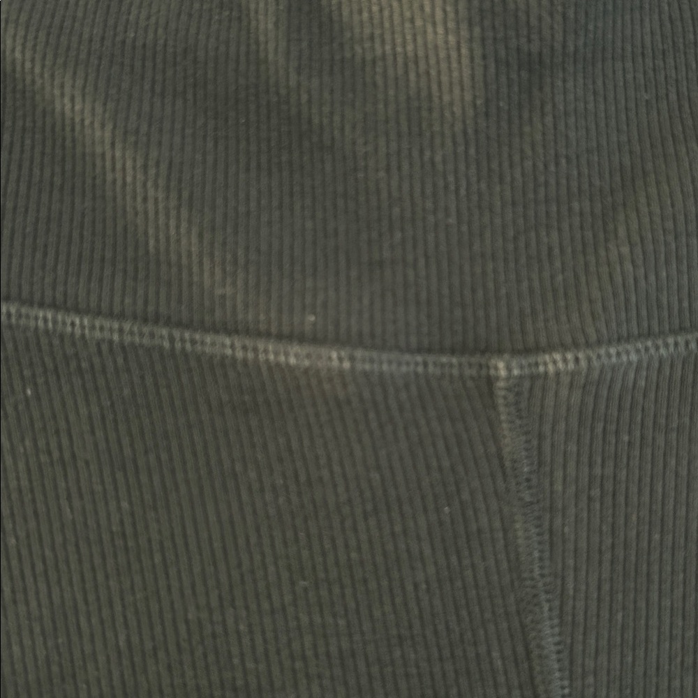 Pact Women's Bootcut Organic Cotton Green ribbed Yoga Pants Workout Leggings L - Picture 3 of 3
